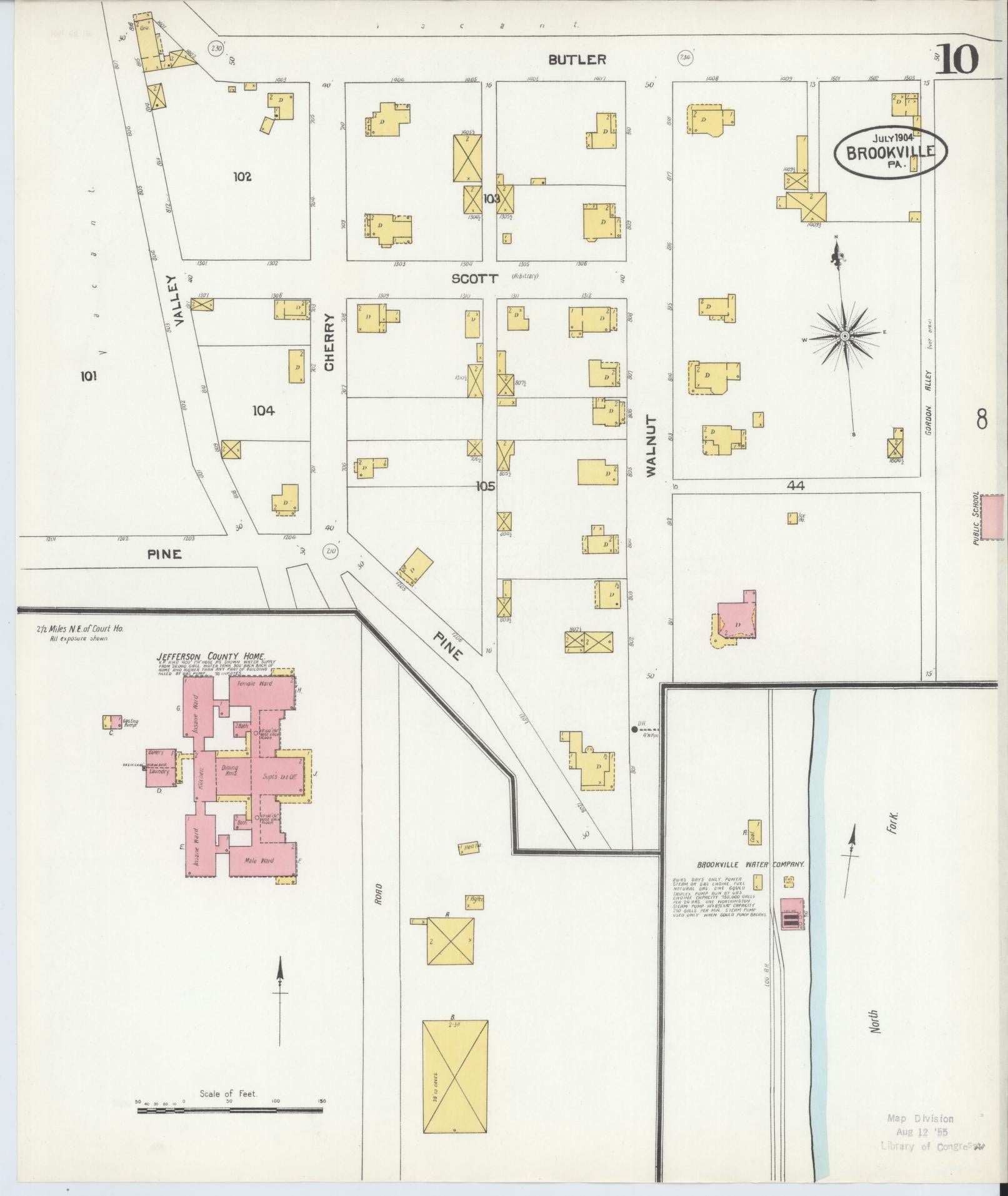 Sanborn Fire Insurance Map from Brookville, Jefferson County, Pennsylvania (1904), Sheet #0010 - Historic Sanborn Fire Insurance Map Print, vintage old map wall art, antique decor, genealogy gift, Pennsylvania Pennsylvania map