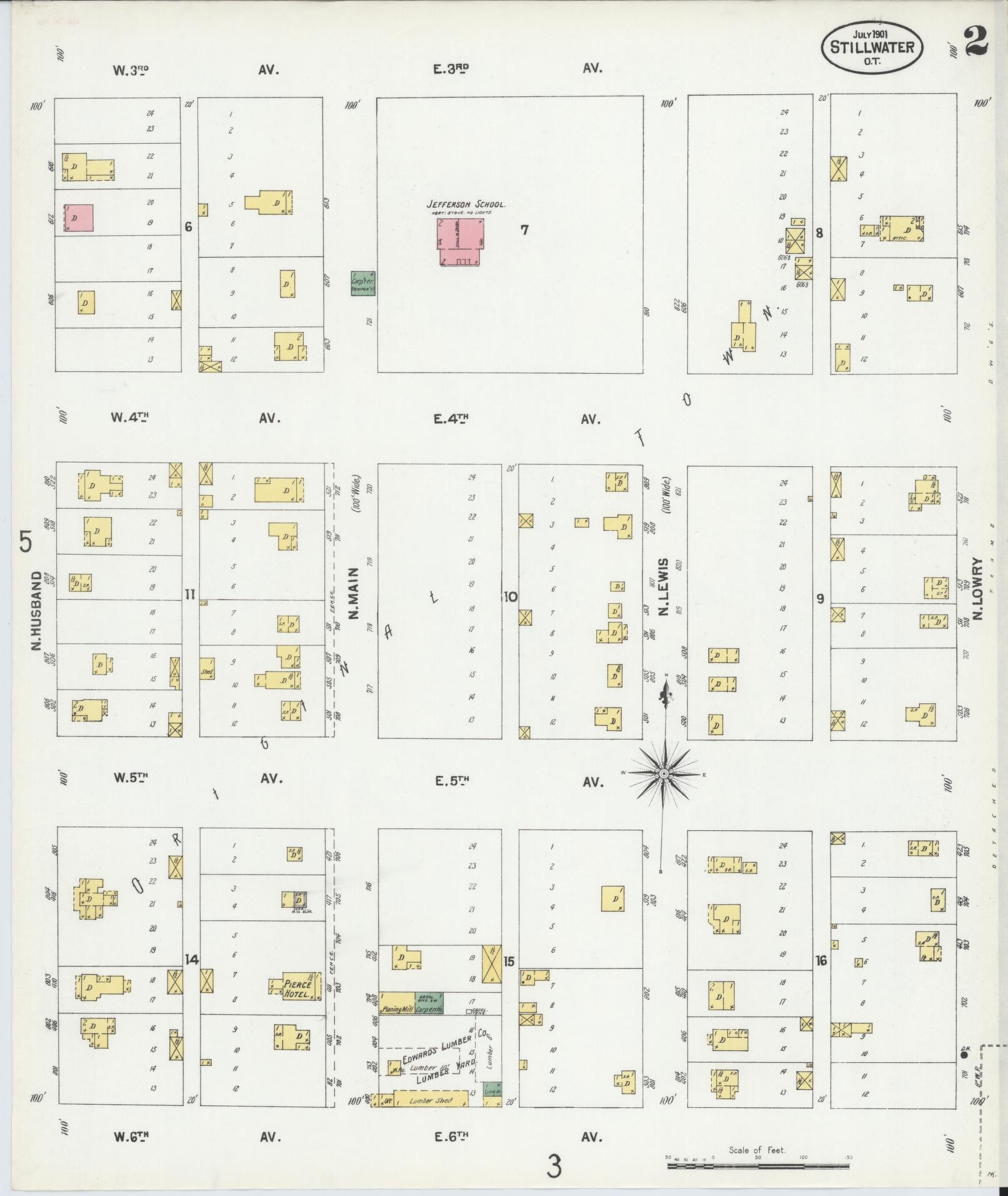 Sanborn Fire Insurance Map from Stillwater, Payne County, Oklahoma (1901), Sheet #0002 - Complete Map Set gallery image, historic Sanborn map, vintage wall art, Oklahoma Oklahoma