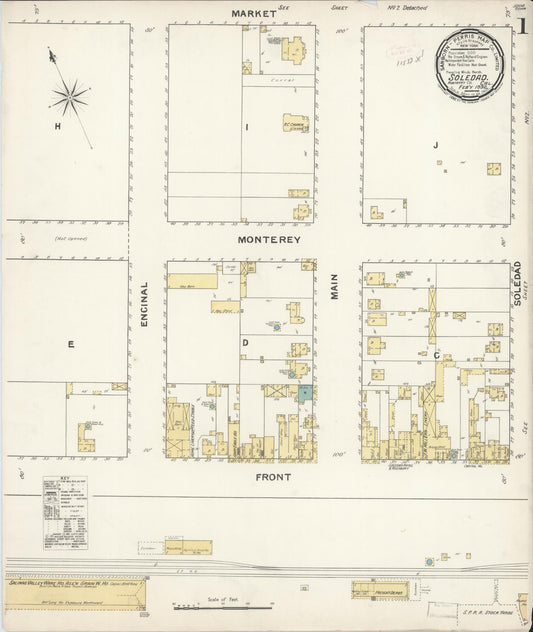 Sanborn Fire Insurance Map from Soledad, Monterey County, California. (1892) – Historic Sanborn Fire Insurance Map Print