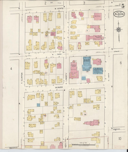 Sanborn Fire Insurance Map from Albion, Orleans County, New York (1941), Sheet #0005 - Historic Sanborn Fire Insurance Map Print, vintage old map wall art, antique decor, genealogy gift, New York New York map
