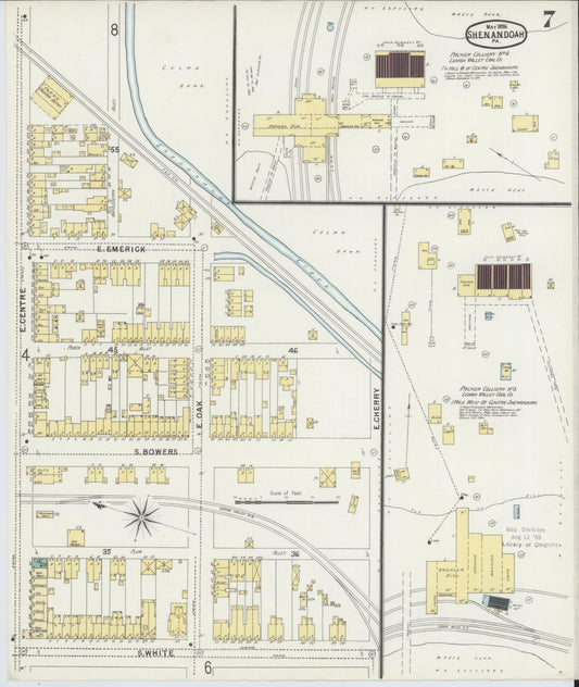 Sanborn Fire Insurance Map from Shenandoah, Schuylkill County, Pennsylvania (1896), Sheet #0007 - Historic Sanborn Fire Insurance Map Print, vintage old map wall art, antique decor, genealogy gift, Pennsylvania Pennsylvania map