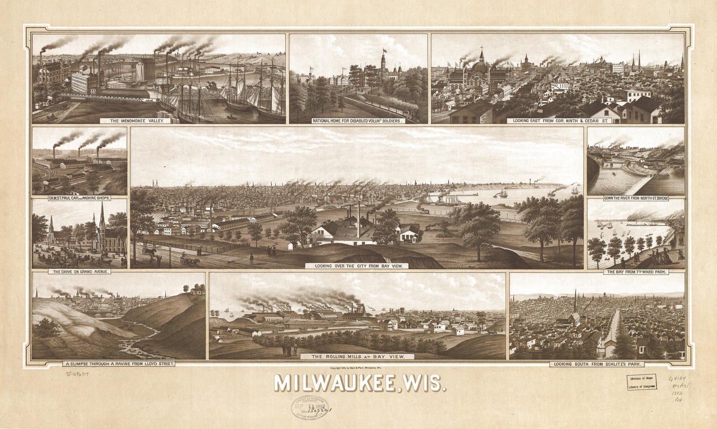 Milwaukee, Wis. (1882) – Historic Bird’s-Eye View Panorama Print