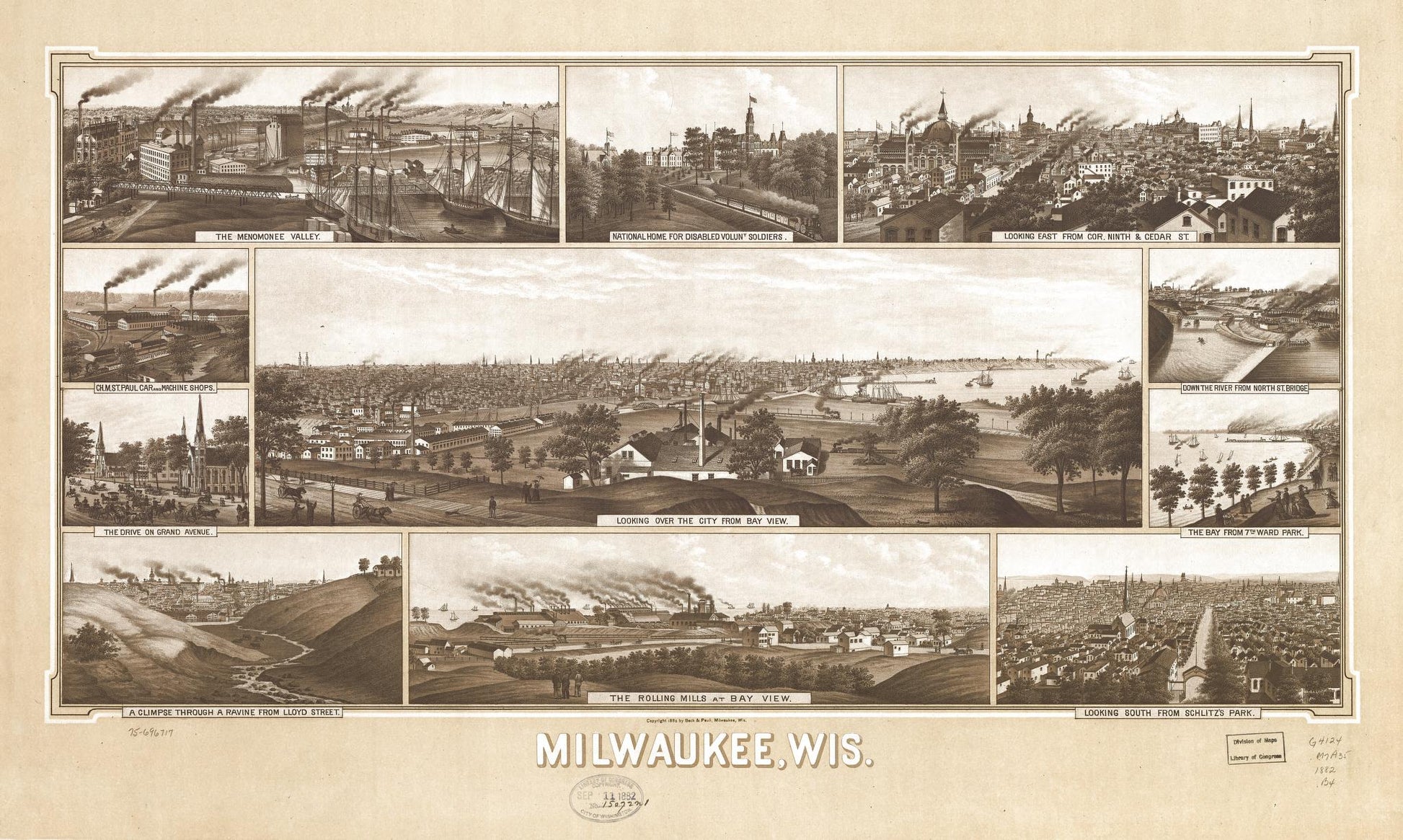 Milwaukee, Wis. (1882) – Historic Bird’s-Eye View Panorama Print