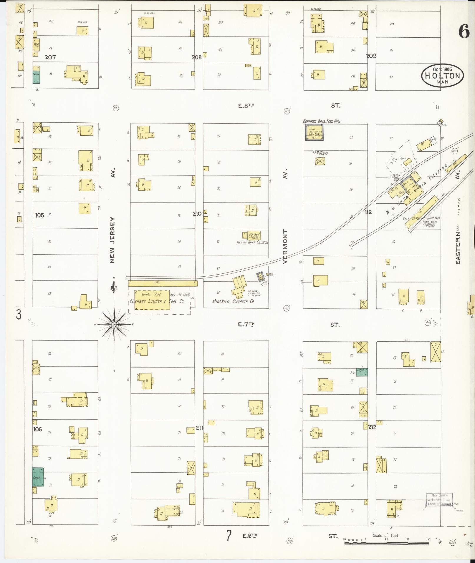 Sanborn Fire Insurance Map from Holton, Jackson County, Kansas (1905), Sheet #0006 - Complete Map Set gallery image, historic Sanborn map, vintage wall art, Kansas Kansas