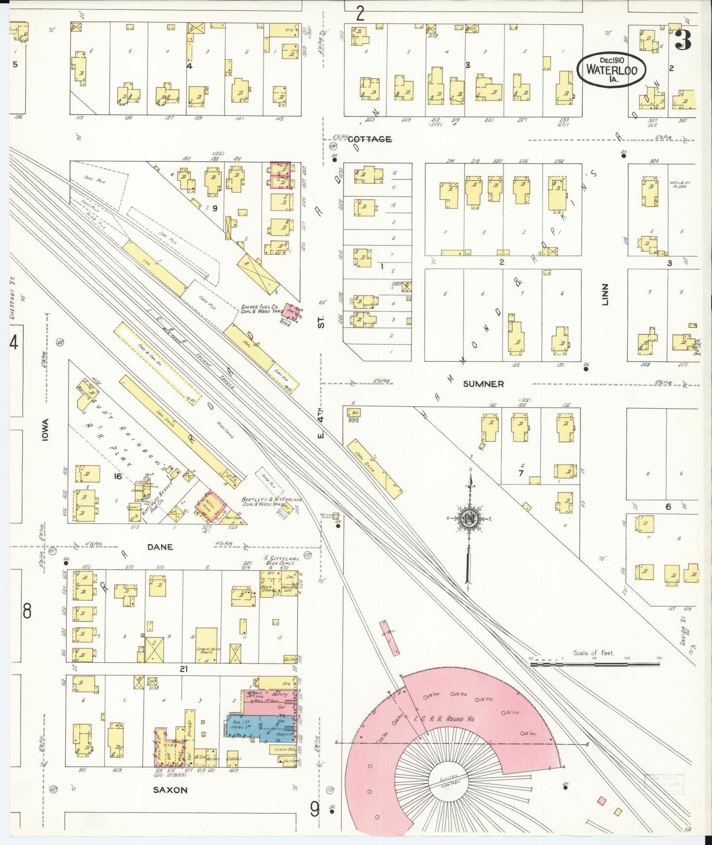 Sanborn Fire Insurance Map from Waterloo, Black Hawk County, Iowa (1910), Sheet #0003 - Historic Sanborn Fire Insurance Map Print