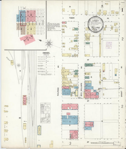 Sanborn Fire Insurance Map from Williams, Coconino County, Arizona (1901), Sheet #0001 - Complete Map Set gallery image, historic Sanborn map, vintage wall art, Arizona Arizona
