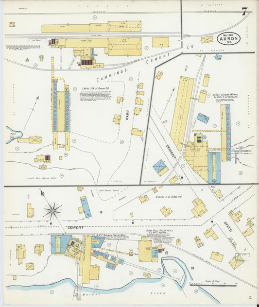 Sanborn Fire Insurance Map from Akron, Erie County, New York (1905), Sheet #0007 - Historic Sanborn Fire Insurance Map Print, vintage old map wall art, antique decor, genealogy gift, New York New York map