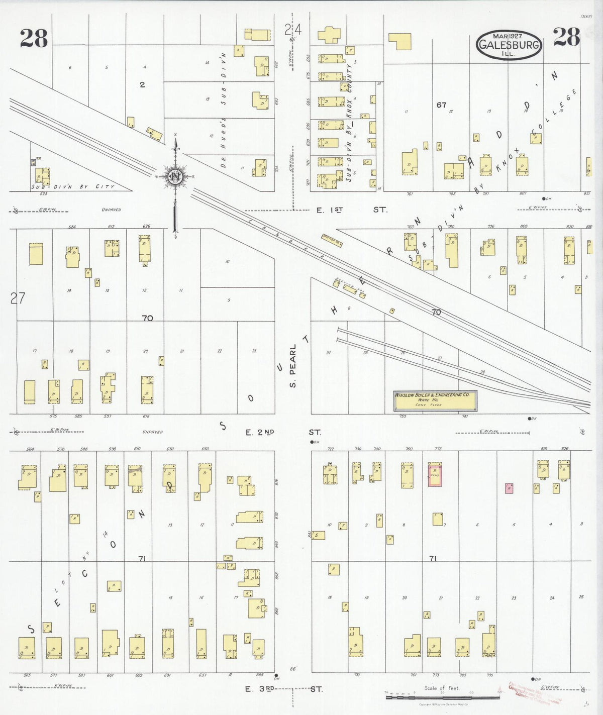 Sanborn Fire Insurance Map from Galesburg, Knox County, Illinois (1927), Sheet #0028 - Complete Map Set gallery image, historic Sanborn map, vintage wall art, Illinois Illinois