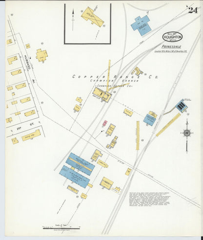 Sanborn Fire Insurance Map from Houghton, Houghton County, Michigan (1917), Sheet #0024 - Complete Map Set gallery image, historic Sanborn map, vintage wall art, Michigan Michigan