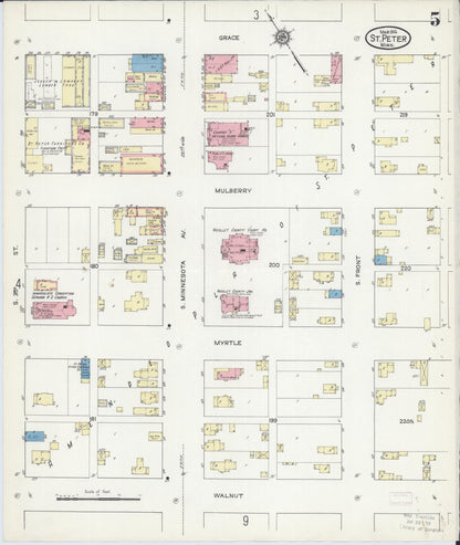 Sanborn Fire Insurance Map from Saint Peter, Nicollet County, Minnesota (1914), Sheet #0005 - Complete Map Set gallery image, historic Sanborn map, vintage wall art, Minnesota Minnesota