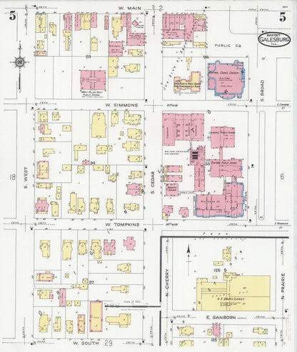 Sanborn Fire Insurance Map from Galesburg, Knox County, Illinois (1927), Sheet #0005 - Complete Map Set gallery image, historic Sanborn map, vintage wall art, Illinois Illinois