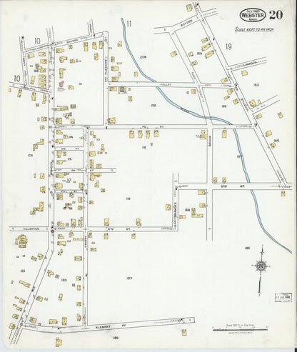 Sanborn Fire Insurance Map from Webster, Worcester County, Massachusetts (1920), Sheet #0020 - Historic Sanborn Fire Insurance Map Print, vintage old map wall art, antique decor, genealogy gift, Massachusetts Massachusetts map