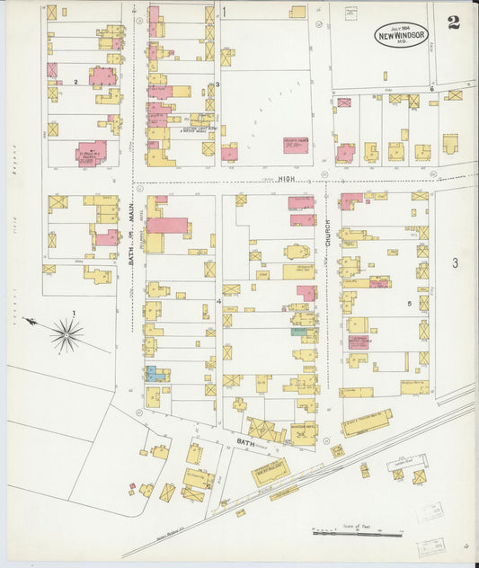 Sanborn Fire Insurance Map from New Windsor, Carroll County, Maryland (1904), Sheet #0002 - Historic Sanborn Fire Insurance Map Print, vintage old map wall art