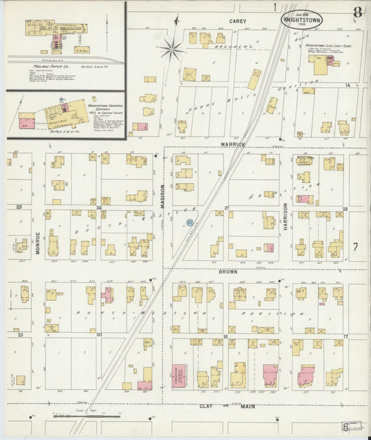 Sanborn Fire Insurance Map from Knightstown, Henry County, Indiana (1898), Sheet #0008 - Historic Sanborn Fire Insurance Map Print, vintage old map wall art, antique decor, genealogy gift, Indiana Indiana map