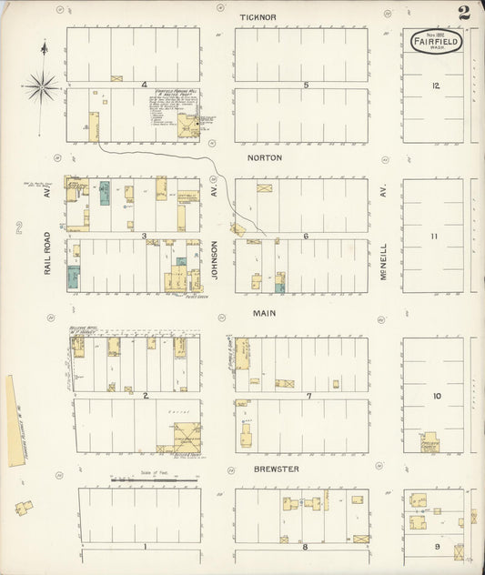 Sanborn Fire Insurance Map from Fairfield, Spokane County, Washington (1892), Sheet #0002 - Historic Sanborn Fire Insurance Map Print, vintage old map wall art, antique decor, genealogy gift, Washington Washington map