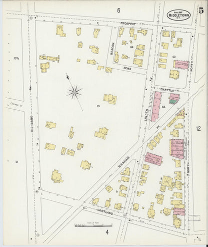 Sanborn Fire Insurance Map from Middletown, Orange County, New York (1897), Sheet #0005 - Complete Map Set gallery image, historic Sanborn map, vintage wall art, New York New York