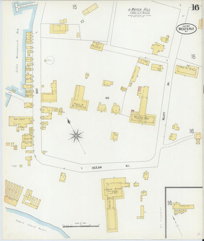 Sanborn Fire Insurance Map from Westerly, Washington County, Rhode Island (1902), Sheet #0016 - Complete Map Set gallery image, historic Sanborn map, vintage wall art, Rhode Island Rhode Island