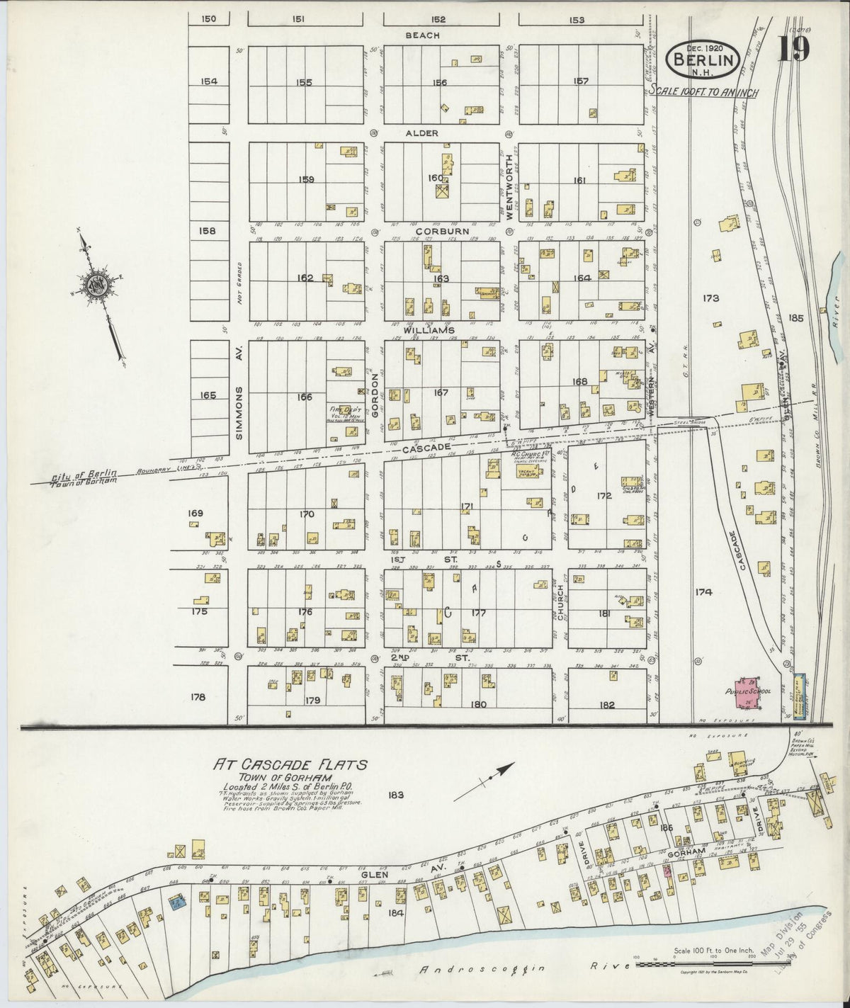 Sanborn Fire Insurance Map from Berlin, Coos County, New Hampshire (1920), Sheet #0019 - Complete Map Set gallery image, historic Sanborn map, vintage wall art, New Hampshire New Hampshire