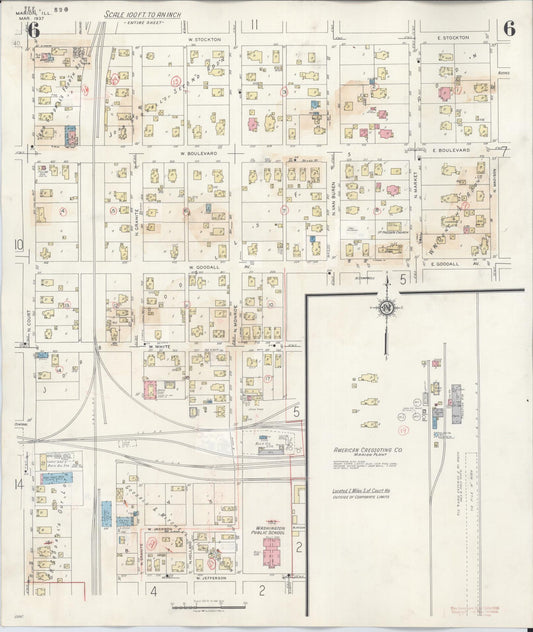 Sanborn Fire Insurance Map from Marion, Williamson County, Illinois (1946), Sheet #0006 - Historic Sanborn Fire Insurance Map Print, vintage old map wall art, antique decor, genealogy gift, Illinois Illinois map