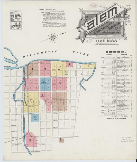 Sanborn Fire Insurance Map from Salem, Marion County, Oregon. (1888) – Historic Sanborn Fire Insurance Map Print