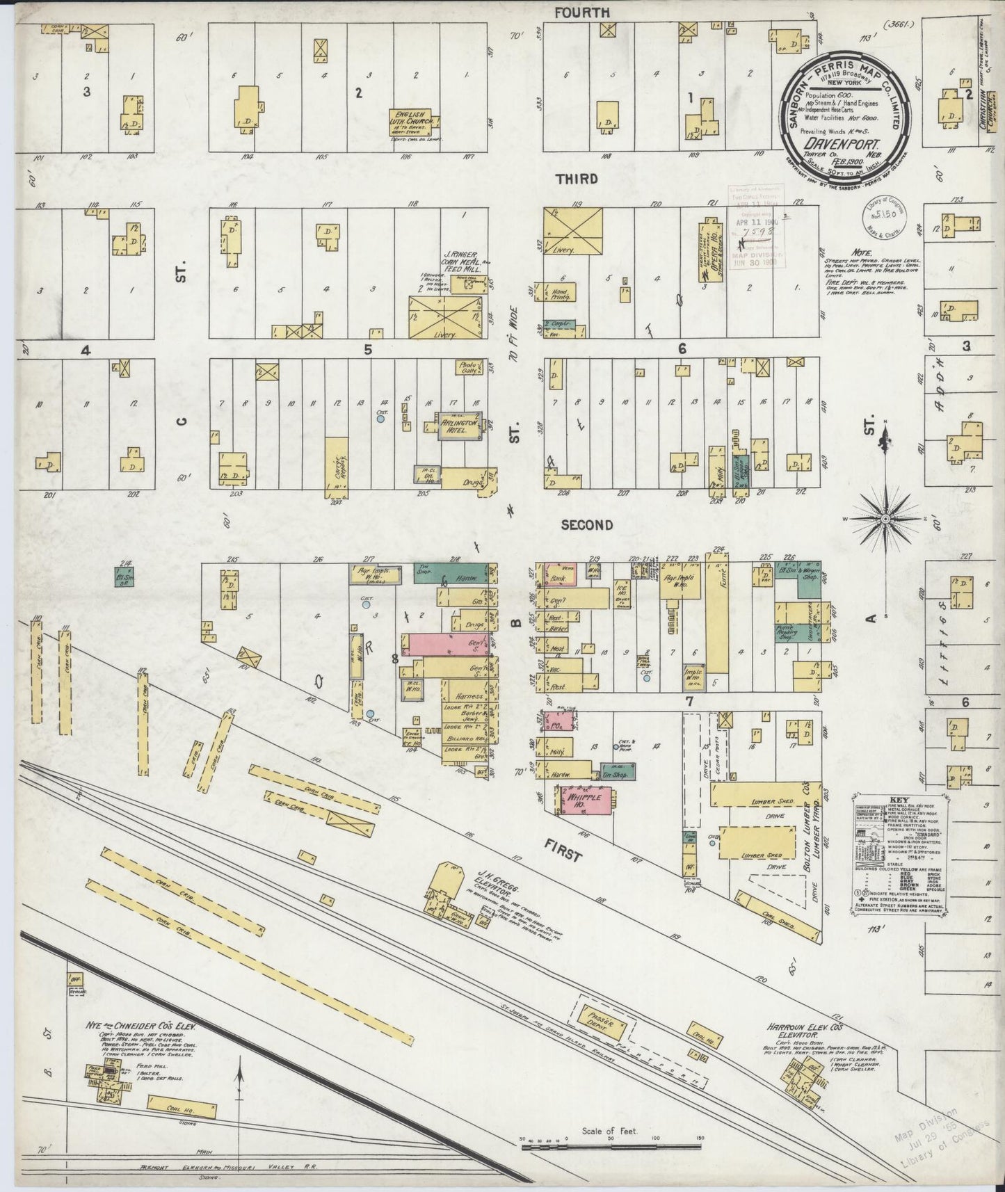 Sanborn Fire Insurance Map from Davenport, Thayercounty, Nebraska (1900), Sheet #0001 - Historic Sanborn Fire Insurance Map Print, vintage old map wall art, antique decor, genealogy gift, Nebraska Nebraska map