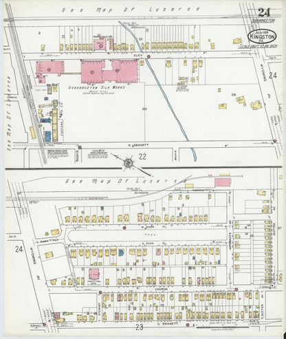 Sanborn Fire Insurance Map from Kingston, Luzerne County, Pennsylvania (1919), Sheet #0024 - Historic Sanborn Fire Insurance Map Print, vintage old map wall art, antique decor, genealogy gift, Pennsylvania Pennsylvania map