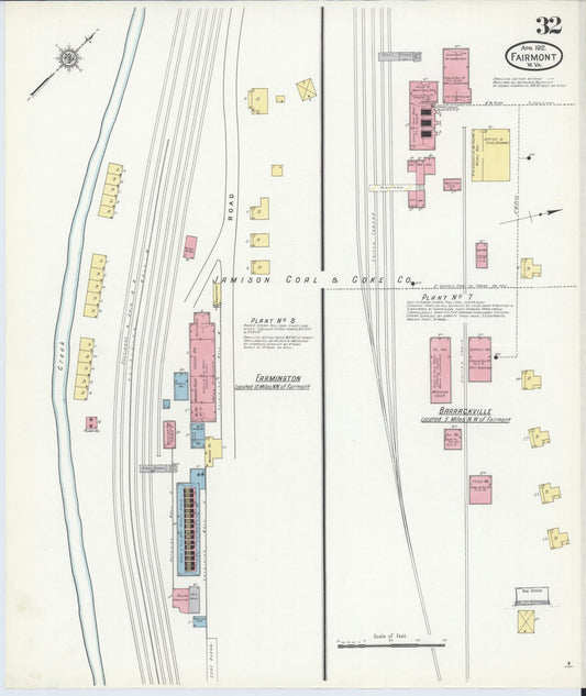 Sanborn Fire Insurance Map from Fairmont, Marion County, West Virginia (1912), Sheet #0032 - Historic Sanborn Fire Insurance Map Print, vintage old map wall art, antique decor, genealogy gift, West Virginia West Virginia map