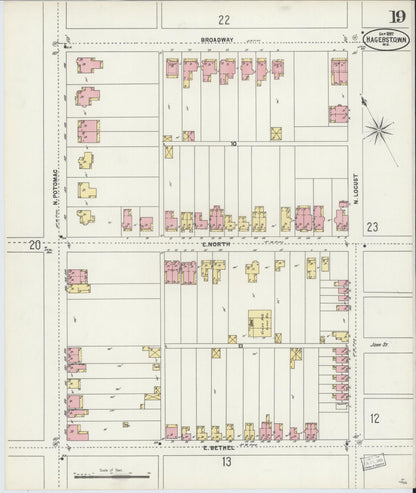 Sanborn Fire Insurance Map from Hagerstown, Washington County, Maryland (1897), Sheet #0019 - Complete Map Set gallery image, historic Sanborn map, vintage wall art, Maryland Maryland