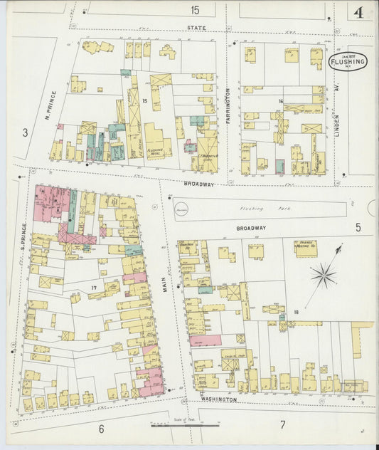 Sanborn Fire Insurance Map from Flushing, Queens County, New York (1897), Sheet #0004 - Historic Sanborn Fire Insurance Map Print, vintage old map wall art, antique decor, genealogy gift, New York New York map