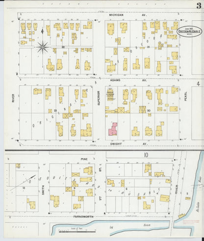 Sanborn Fire Insurance Map from Oscoda, Iosco County, Michigan (1901), Sheet #0003 - Historic Sanborn Fire Insurance Map Print, vintage old map wall art, antique decor, genealogy gift, Michigan Michigan map