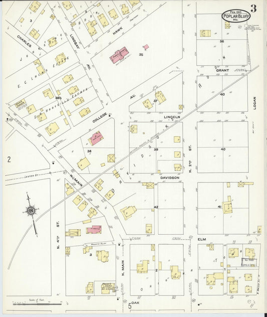 Sanborn Fire Insurance Map from Poplar Bluff, Butler County, Missouri (1910), Sheet #0003 - Historic Sanborn Fire Insurance Map Print, vintage old map wall art, antique decor, genealogy gift, Missouri Missouri map