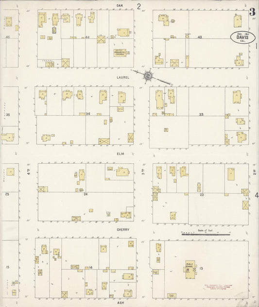 Sanborn Fire Insurance Map from Davis, Yolo County, California (1911), Sheet #0003 - Historic Sanborn Fire Insurance Map Print, vintage old map wall art, antique decor, genealogy gift, California California map