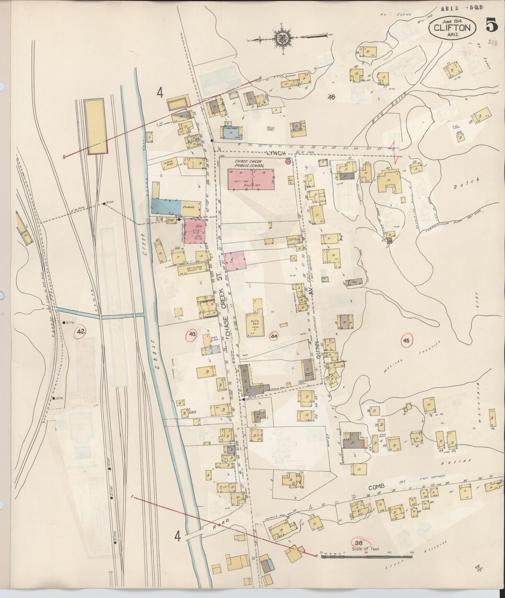Sanborn Fire Insurance Map from Clifton, Greenlee County, Arizona (1948), Sheet #0005 - Complete Map Set gallery image, historic Sanborn map, vintage wall art, Arizona Arizona
