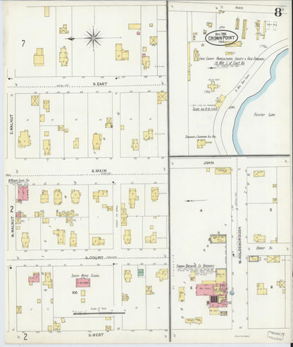 Sanborn Fire Insurance Map from Crown Point, Lake County, Indiana (1905), Sheet #0008 - Complete Map Set gallery image, historic Sanborn map, vintage wall art, Indiana Indiana