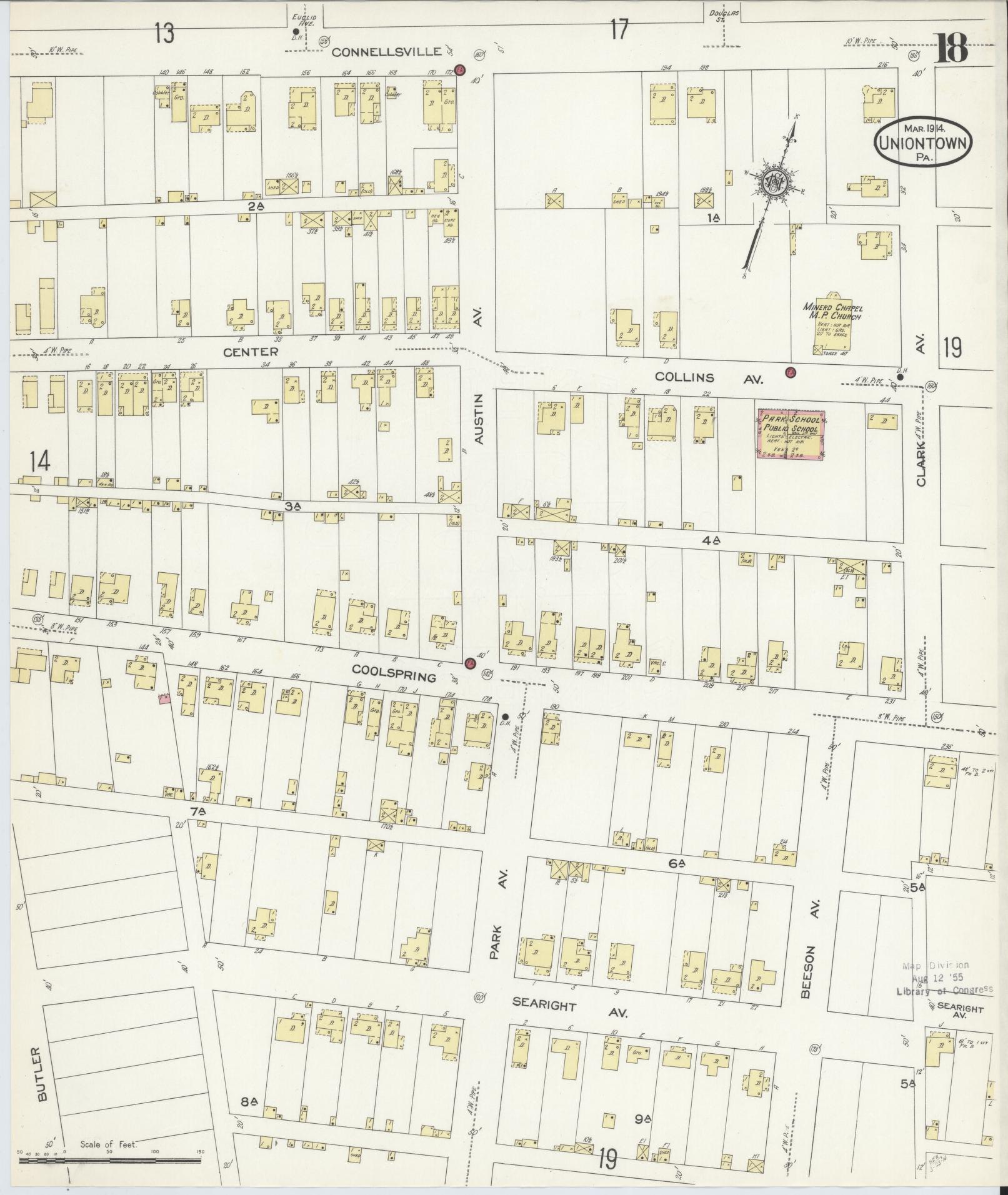 Sanborn Fire Insurance Map from Uniontown, Fayette County, Pennsylvania (1914), Sheet #0018 - Complete Map Set gallery image, historic Sanborn map, vintage wall art, Pennsylvania Pennsylvania