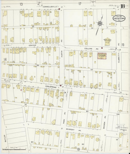 Sanborn Fire Insurance Map from Uniontown, Fayette County, Pennsylvania (1914), Sheet #0018 - Complete Map Set gallery image, historic Sanborn map, vintage wall art, Pennsylvania Pennsylvania