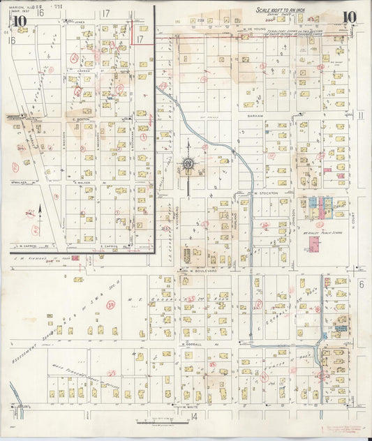 Sanborn Fire Insurance Map from Marion, Williamson County, Illinois (1946), Sheet #0010 - Historic Sanborn Fire Insurance Map Print, vintage old map wall art, antique decor, genealogy gift, Illinois Illinois map