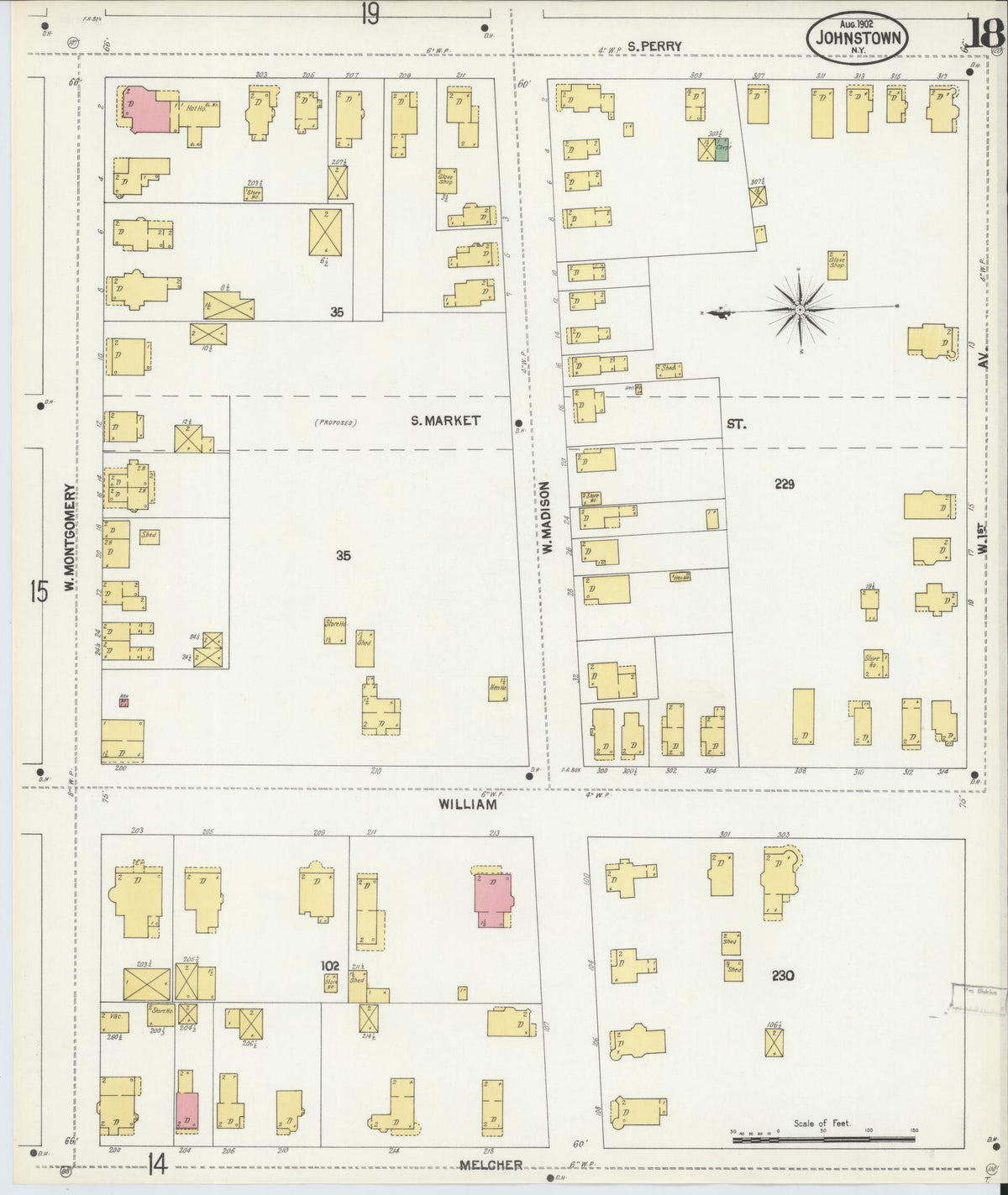 Sanborn Fire Insurance Map from Johnstown, Fulton County, New York (1902), Sheet #0018 - Complete Map Set gallery image, historic Sanborn map, vintage wall art, New York New York