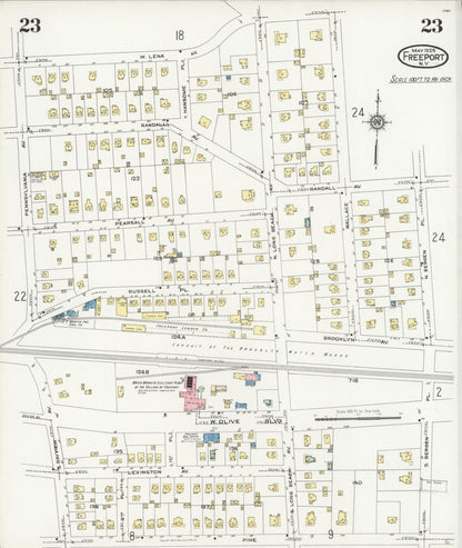 Sanborn Fire Insurance Map from Freeport, Nassau County, New York (1925), Sheet #0023 - Complete Map Set gallery image, historic Sanborn map, vintage wall art, New York New York