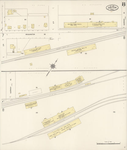 Sanborn Fire Insurance Map from Dayton, Columbia County, Washington (1916), Sheet #0008 - Complete Map Set gallery image, historic Sanborn map, vintage wall art, Washington Washington
