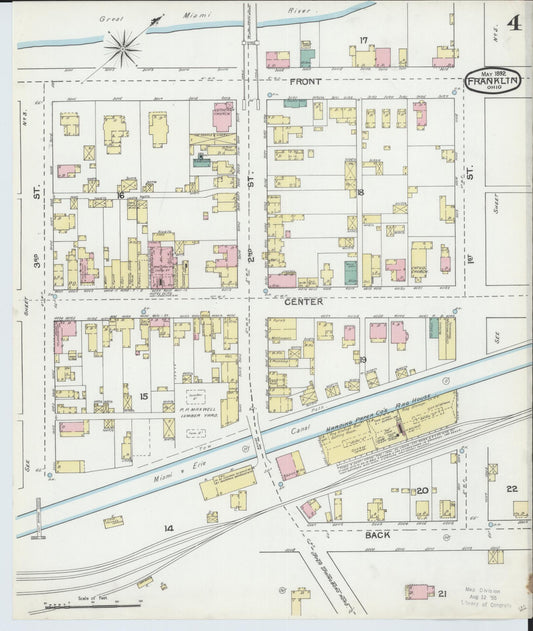 Sanborn Fire Insurance Map from Franklin, Warren County, Ohio (1892), Sheet #0004 - Historic Sanborn Fire Insurance Map Print, vintage old map wall art, antique decor, genealogy gift, Ohio Ohio map