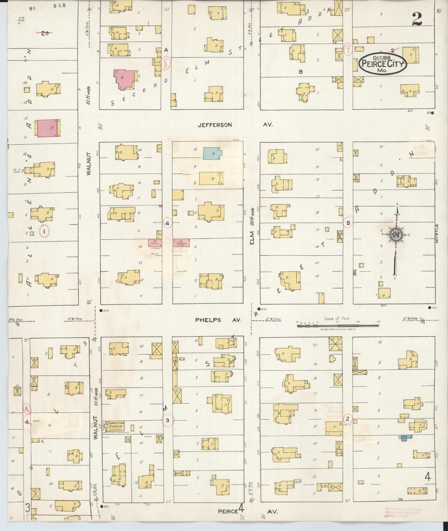 Sanborn Fire Insurance Map from Pierce City, Lawrence County, Missouri (1936), Sheet #0002 - Historic Sanborn Fire Insurance Map Print, vintage old map wall art, antique decor, genealogy gift, Missouri Missouri map