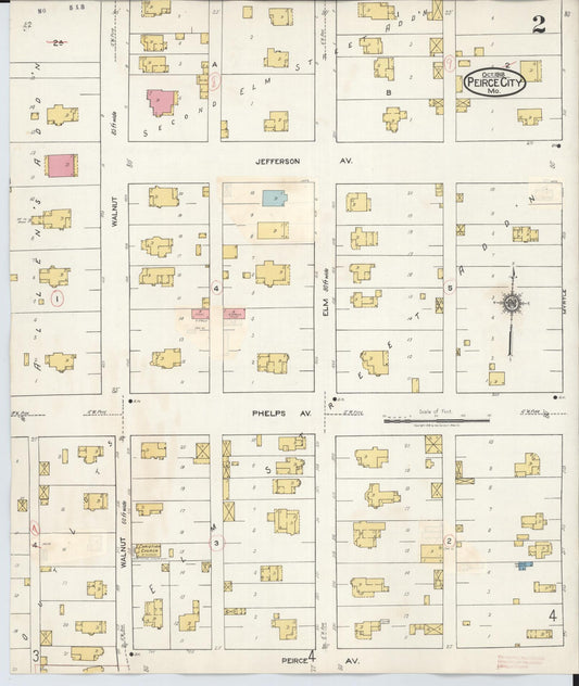 Sanborn Fire Insurance Map from Pierce City, Lawrence County, Missouri (1936), Sheet #0002 - Historic Sanborn Fire Insurance Map Print, vintage old map wall art, antique decor, genealogy gift, Missouri Missouri map