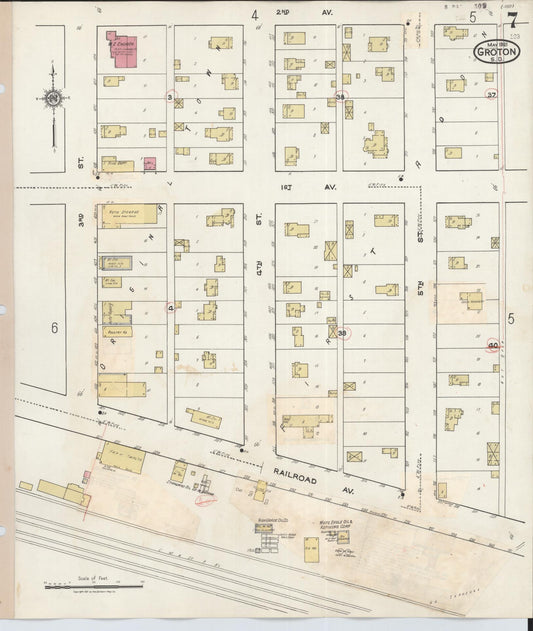 Sanborn Fire Insurance Map from Groton, Brown County, South Dakota (1921), Sheet #0007 - Historic Sanborn Fire Insurance Map Print, vintage old map wall art, antique decor, genealogy gift, South Dakota South Dakota map
