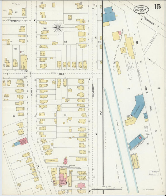 Sanborn Fire Insurance Map from Lockport, Niagara County, New York (1903), Sheet #0015 - Historic Sanborn Fire Insurance Map Print, vintage old map wall art, antique decor, genealogy gift, New York New York map
