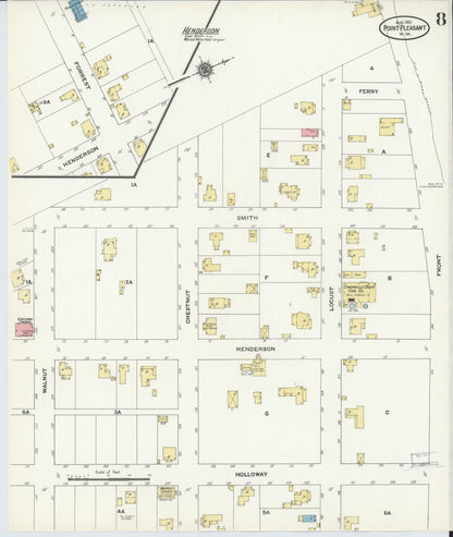 Sanborn Fire Insurance Map from Point Pleasant, Mason County, West Virginia (1910), Sheet #0008 - Complete Map Set gallery image, historic Sanborn map, vintage wall art, West Virginia West Virginia
