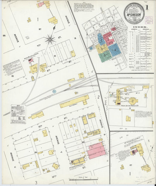 Sanborn Fire Insurance Map from McGregor, McLennan County, Texas (1904), Sheet #0001 - Complete Map Set gallery image, historic Sanborn map, vintage wall art, Texas Texas
