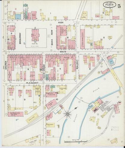 Sanborn Fire Insurance Map from Paris, Bourbon County, Kentucky (1890), Sheet #0005 - Complete Map Set gallery image, historic Sanborn map, vintage wall art, Kentucky Kentucky