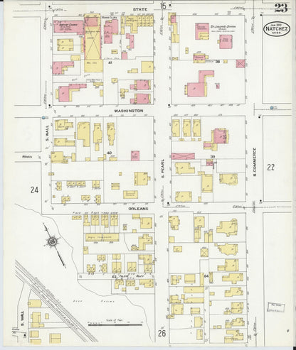 Sanborn Fire Insurance Map from Natchez, Adams County, Mississippi (1910), Sheet #0023 - Complete Map Set gallery image, historic Sanborn map, vintage wall art, Mississippi Mississippi