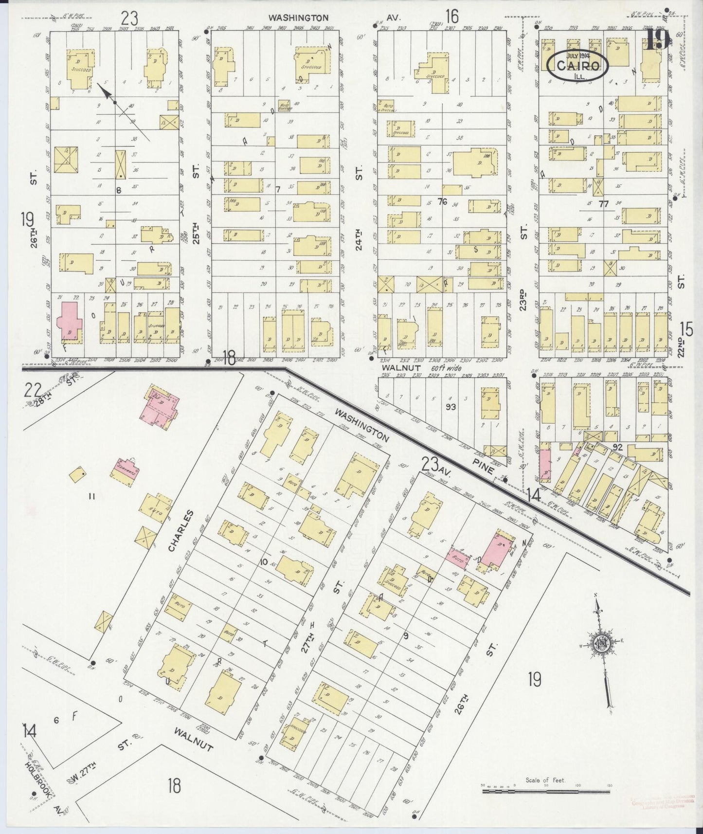Sanborn Fire Insurance Map from Cairo, Alexander County, Illinois (1914), Sheet #0019 - Complete Map Set gallery image, historic Sanborn map, vintage wall art, Illinois Illinois